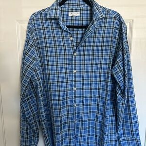 Peter Millar Blue and Black Checkered Men's Shirt